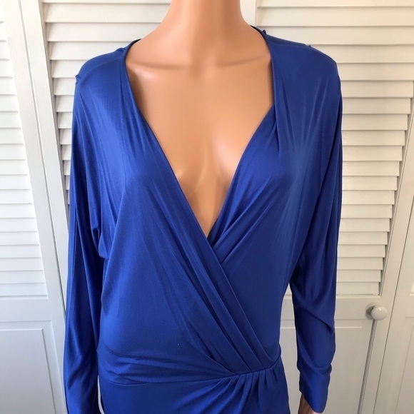 HAUTE HIPPIE Cobalt Long Sleeve Deep V-Neck Dress Size Small - Picture 3 of 10